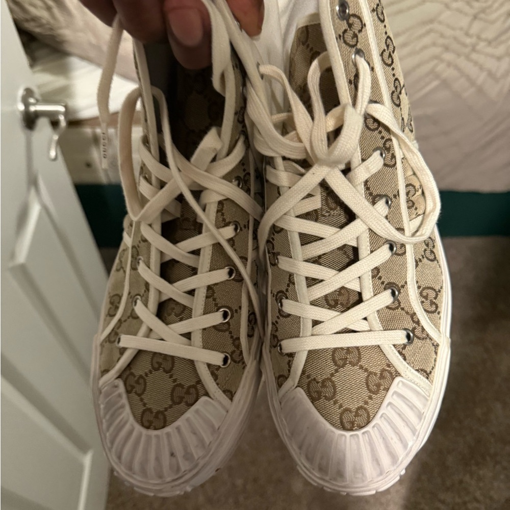 Gucci Beige and White Sneakers